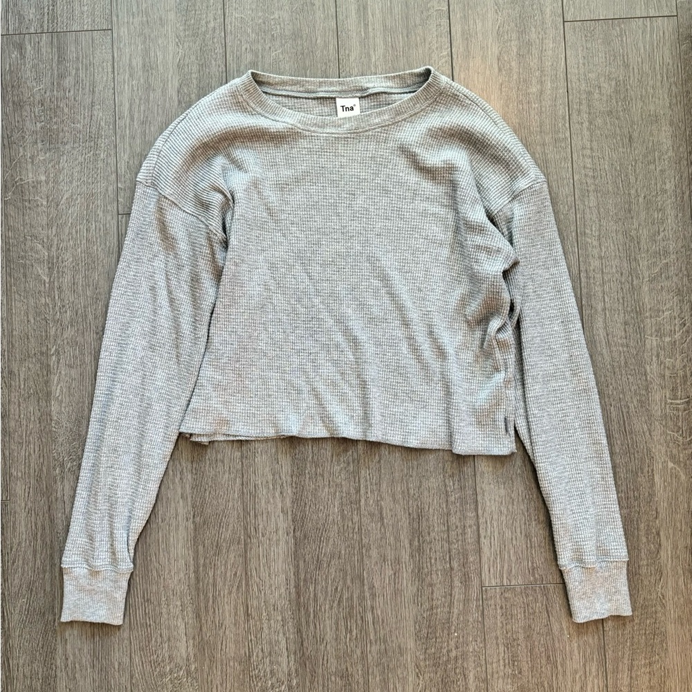 TNA cropped waffle shirt